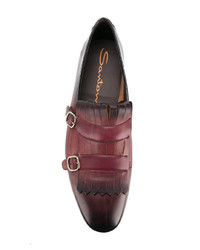 Slippers en cuir marron Santoni