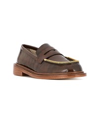 Slippers en cuir marron Le Mocassin Zippe