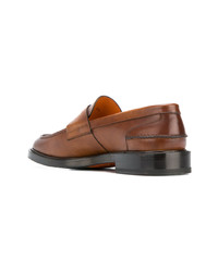 Slippers en cuir marron Santoni