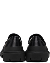 Slippers en cuir noirs et blancs Dolce & Gabbana