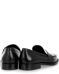 Slippers en cuir noirs et blancs Saint Laurent