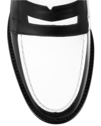 Slippers en cuir noirs et blancs Saint Laurent