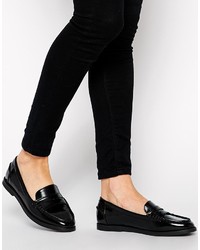 Slippers en cuir noirs Asos