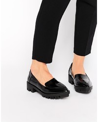 Slippers en cuir noirs Asos