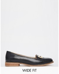 Slippers en cuir noirs Asos