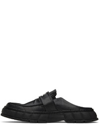 Slippers en cuir noirs Viron