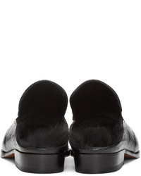 Slippers en cuir noirs Robert Clergerie