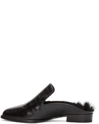 Slippers en cuir noirs Robert Clergerie