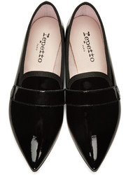 Slippers en cuir noirs Repetto