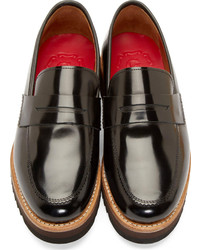 Slippers en cuir noirs Grenson