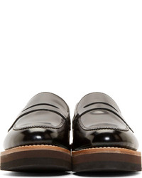 Slippers en cuir noirs Grenson