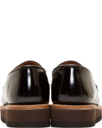 Slippers en cuir noirs Grenson