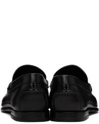 Slippers en cuir noirs Santoni