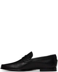 Slippers en cuir noirs Santoni