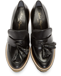 Slippers en cuir noirs Robert Clergerie