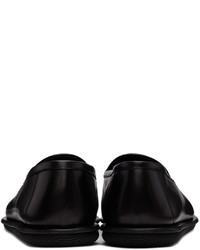 Slippers en cuir noirs Giorgio Armani