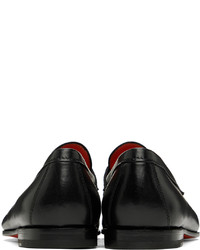 Slippers en cuir noirs Santoni