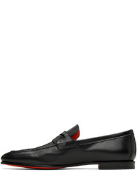 Slippers en cuir noirs Santoni