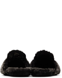 Slippers en cuir noirs Manolo Blahnik