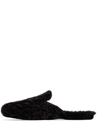 Slippers en cuir noirs Manolo Blahnik