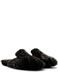 Slippers en cuir noirs Manolo Blahnik