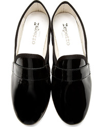 Slippers en cuir noirs Repetto