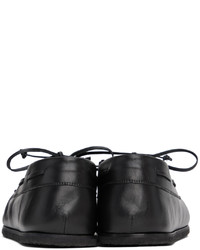 Slippers en cuir noirs The Row