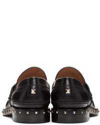 Slippers en cuir noirs Valentino