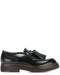 Slippers en cuir noirs Brunello Cucinelli