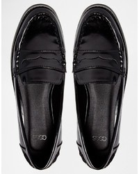 Slippers en cuir noirs Asos