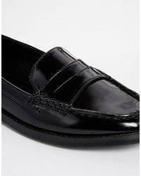 Slippers en cuir noirs Asos