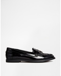 Slippers en cuir noirs Asos