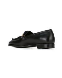 Slippers en cuir noirs Louis Leeman