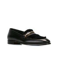 Slippers en cuir noirs Louis Leeman