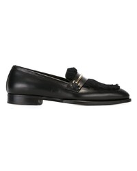 Slippers en cuir noirs Louis Leeman