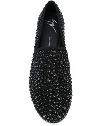 Slippers en cuir noirs Giuseppe Zanotti Design