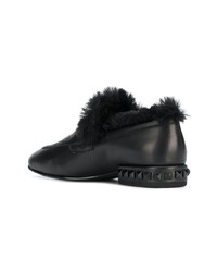 Slippers en cuir noirs Ash