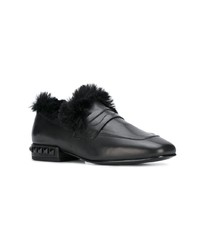 Slippers en cuir noirs Ash