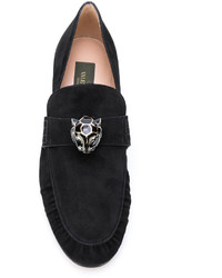 Slippers en cuir noirs Valentino