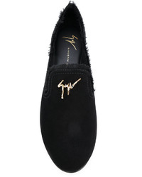 Slippers en cuir noirs Giuseppe Zanotti Design