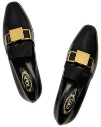 Slippers en cuir noirs Tod's