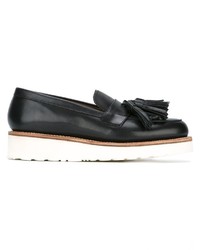 Slippers en cuir noirs Grenson