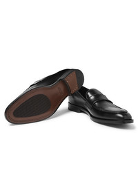 Slippers en cuir noirs Canali