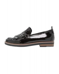 Slippers en cuir noirs Marco Tozzi