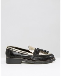 Slippers en cuir noirs Asos