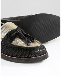 Slippers en cuir noirs Asos