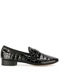 Slippers en cuir noirs Repetto