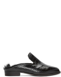 Slippers en cuir noirs Robert Clergerie