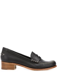 Slippers en cuir noirs Santoni