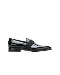 Slippers en cuir noirs Santoni